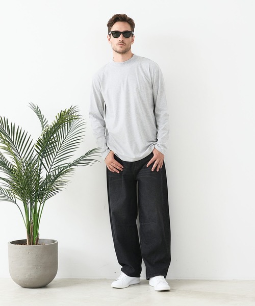 UNIIT(ユニット)の「【汗染みの目立ちにくいTシャツ ZEROSTAIN /ゼロステイン】モックネック ロンT 防汚 UVカット(Tシャツ/カットソー・メンズ・スミクロ/ブラック/杢グレー・MEDIUM/LARGE/X-LARGE)」の7枚目の写真