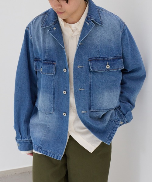 ARMY TWILL(アーミーツイル)の「【ARMY TWILL】ミリタリーディテール デニムジャケット AM-2614001(デニムジャケット・メンズ・オフホワイト/チャコールグレー/ブルー・M/L)」の4枚目の写真