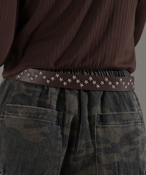 apres jour mignon（アプレジュールミニョン）の「【apresjour mignon×ARIAZ】星スタッズデザインベルト（ベルト・レディース・ダークブラウン/ブラック・ONESIZE）」の6枚目の写真