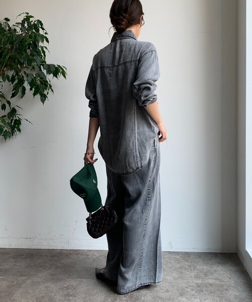 DouDou（ドゥドゥ）の「【WEB限定】棒タイ2WAYリヨセルデニムシャツ（シャツ/ブラウス・レディース・インディゴブルー/ブラック・FREE）」の7枚目の写真