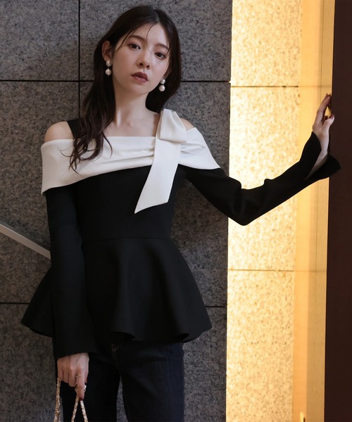 Rirandture リランドチュール　リボンオフショルワンピース　S Rirandture リランドチュール リボンオフショルワンピース S リボン