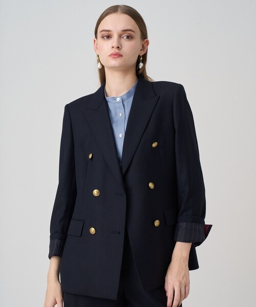 ANAYI（アナイ）の「【セットアップ対応商品】ウールオックスダブルジャケット（テーラードジャケット・レディース・トップグレー/ネイビー・38/36）」の2枚目の写真
