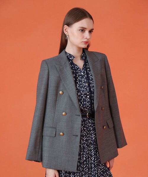 ANAYI（アナイ）の「【セットアップ対応商品】ウールオックスダブルジャケット（テーラードジャケット・レディース・トップグレー/ネイビー・38/36）」の4枚目の写真