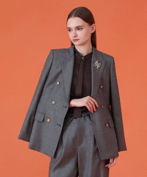 ANAYI（アナイ）の「【セットアップ対応商品】ウールオックスダブルジャケット（テーラードジャケット・レディース・トップグレー/ネイビー・38/36）」の5枚目の写真