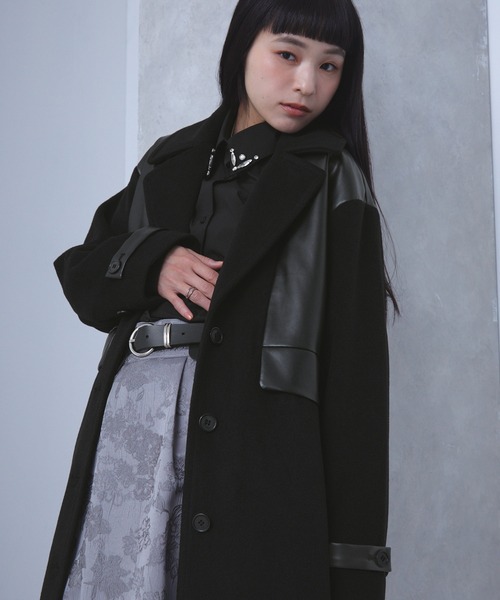 合皮コンビチェスターコート（チェスターコート）｜ELUNIS（エルニス