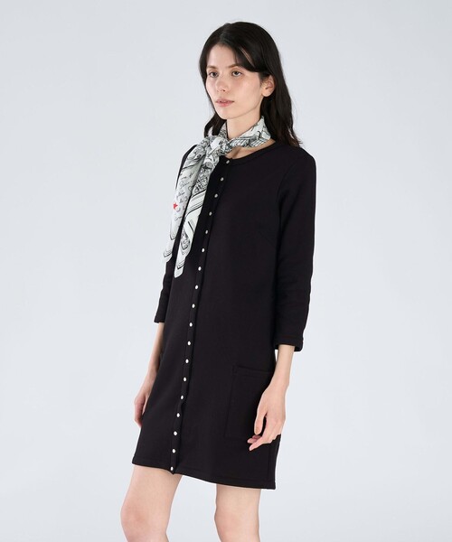 agnes b.(アニエスベー)の「オーガニックコットン メルトン 七分袖 カーディガンプレッション "Robe"(カーディガン/ボレロ・レディース・ブラック・2/1/3)」の3枚目の写真