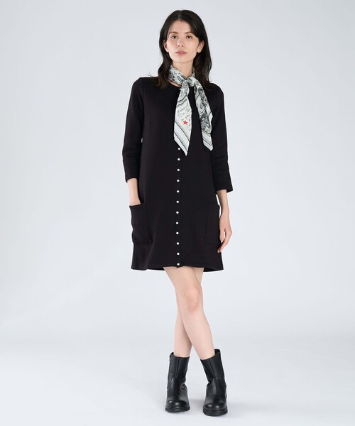 agnes b.(アニエスベー)の「オーガニックコットン メルトン 七分袖 カーディガンプレッション "Robe"(カーディガン/ボレロ・レディース・ブラック・2/1/3)」の5枚目の写真
