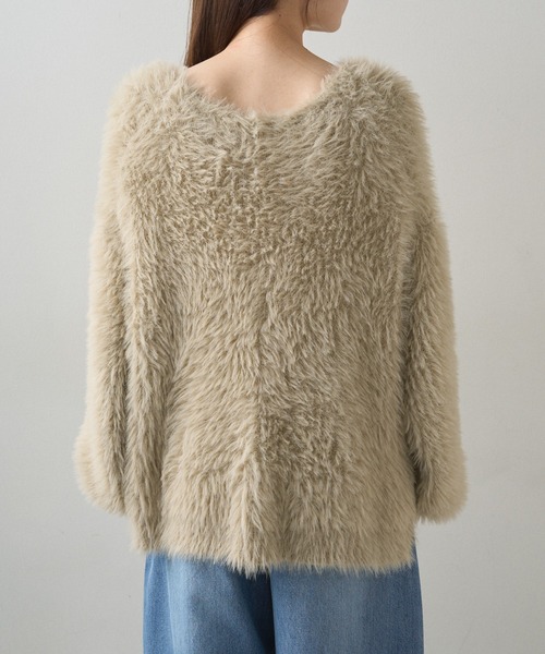 PUAL CE CIN（ピュアルセシン）の「シャギーニットVネックカーディガン（カーディガン/ボレロ・レディース・ベージュ/チャコールグレー・FREE）」の18枚目の写真