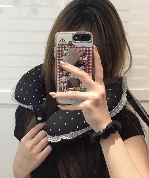 Made in I（メイドインアイ）の「Rabbit design dot neck pillow（クッション/クッションカバー・レディース・アイボリー/ブラック・FREE）」の8枚目の写真