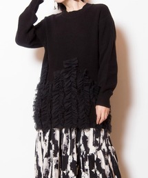 チュールフリルニットプルオーバー