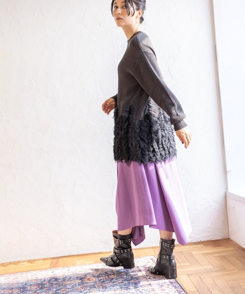 OSMOSIS（オズモーシス）の「チュールフリルニットプルオーバー（ニット/セーター・レディース・グレー/ブラック/チャコール/レッド・ONE SIZE）」の16枚目の写真