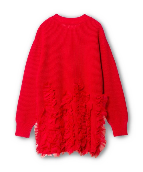 OSMOSIS（オズモーシス）の「チュールフリルニットプルオーバー（ニット/セーター・レディース・グレー/ブラック/チャコール/レッド・ONE SIZE）」の10枚目の写真