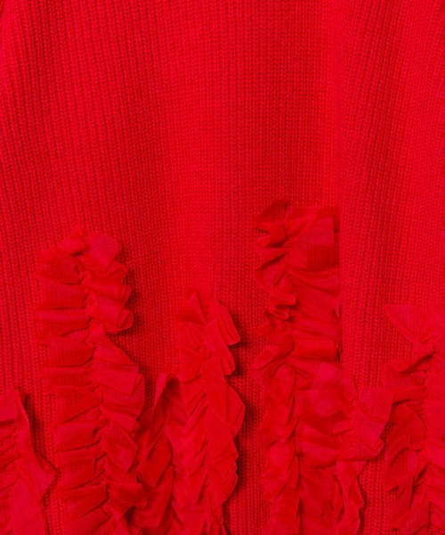 OSMOSIS（オズモーシス）の「チュールフリルニットプルオーバー（ニット/セーター・レディース・グレー/ブラック/チャコール/レッド・ONE SIZE）」の12枚目の写真