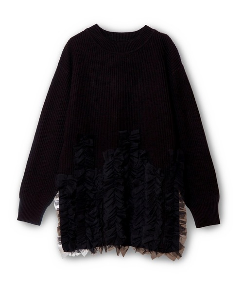 OSMOSIS（オズモーシス）の「チュールフリルニットプルオーバー（ニット/セーター・レディース・グレー/ブラック/チャコール/レッド・ONE SIZE）」の13枚目の写真