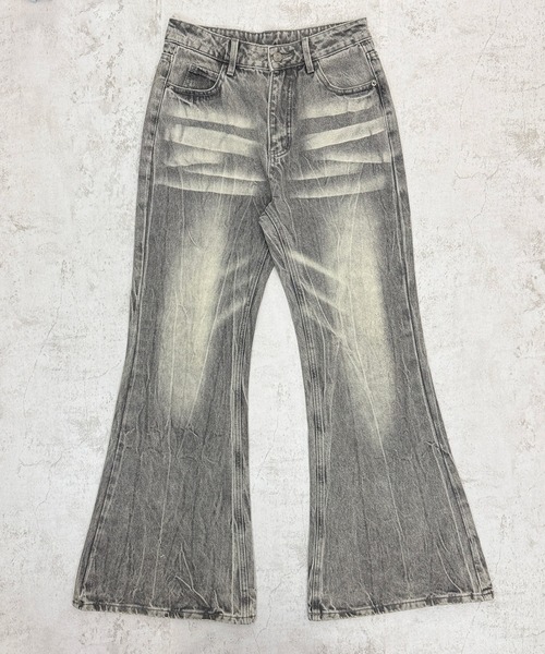FOLLOWIN(フォロウィン)の「3color/Y2Kヴィンテージルーズフレアウォッシュデニム(デニムパンツ・レディース・グレー/ブラック/ブルー・LARGE/MEDIUM/SMALL)」の7枚目の写真