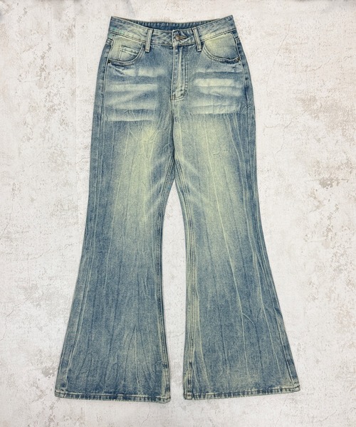 FOLLOWIN(フォロウィン)の「3color/Y2Kヴィンテージルーズフレアウォッシュデニム(デニムパンツ・レディース・グレー/ブラック/ブルー・LARGE/MEDIUM/SMALL)」の9枚目の写真