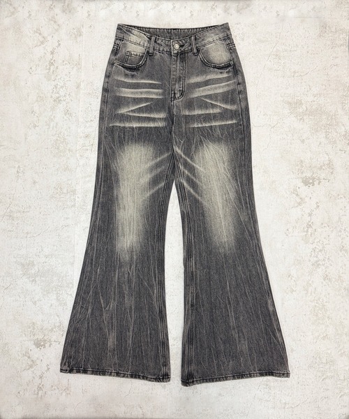 FOLLOWIN(フォロウィン)の「3color/Y2Kヴィンテージルーズフレアウォッシュデニム(デニムパンツ・レディース・グレー/ブラック/ブルー・LARGE/MEDIUM/SMALL)」の11枚目の写真