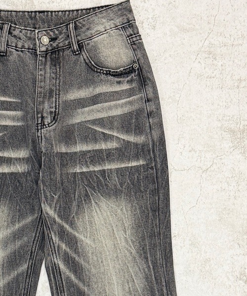 FOLLOWIN(フォロウィン)の「3color/Y2Kヴィンテージルーズフレアウォッシュデニム(デニムパンツ・レディース・グレー/ブラック/ブルー・LARGE/MEDIUM/SMALL)」の4枚目の写真
