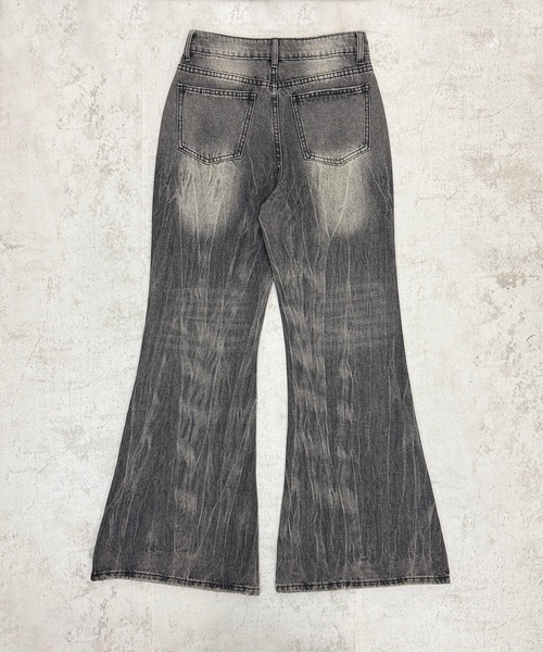 FOLLOWIN(フォロウィン)の「3color/Y2Kヴィンテージルーズフレアウォッシュデニム(デニムパンツ・レディース・グレー/ブラック/ブルー・LARGE/MEDIUM/SMALL)」の5枚目の写真
