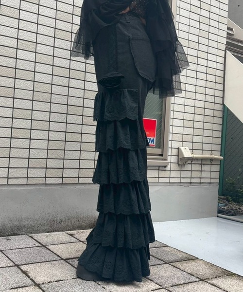 Candy Stripper（キャンディストリッパー）の「LACY ROSE DENIM パンツ（デニムパンツ・レディース・ブラック/ライトインディゴブルー/オフホワイト・FREE）」の16枚目の写真