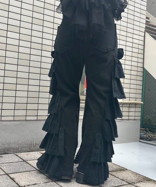 Candy Stripper（キャンディストリッパー）の「LACY ROSE DENIM パンツ（デニムパンツ・レディース・ブラック/ライトインディゴブルー/オフホワイト・FREE）」の17枚目の写真