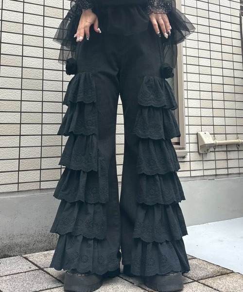 Candy Stripper（キャンディストリッパー）の「LACY ROSE DENIM パンツ（デニムパンツ・レディース・ブラック/ライトインディゴブルー/オフホワイト・FREE）」の18枚目の写真