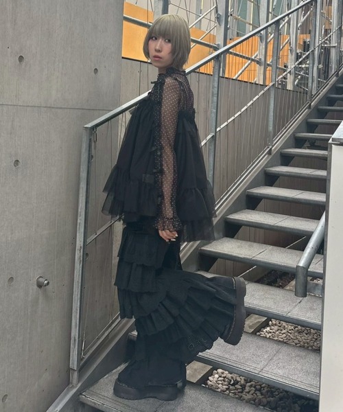 Candy Stripper（キャンディストリッパー）の「LACY ROSE DENIM パンツ（デニムパンツ・レディース・ブラック/ライトインディゴブルー/オフホワイト・FREE）」の14枚目の写真