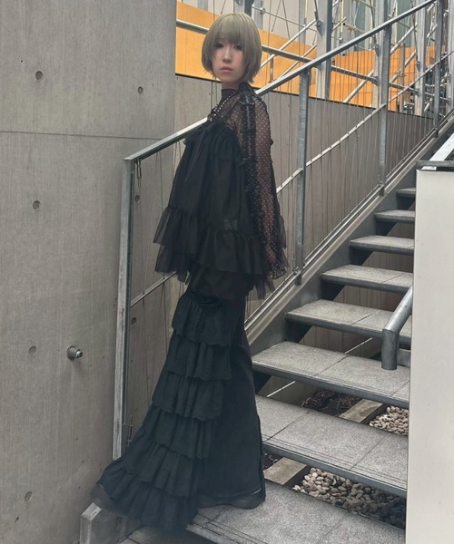 Candy Stripper（キャンディストリッパー）の「LACY ROSE DENIM パンツ（デニムパンツ・レディース・ブラック/ライトインディゴブルー/オフホワイト・FREE）」の13枚目の写真