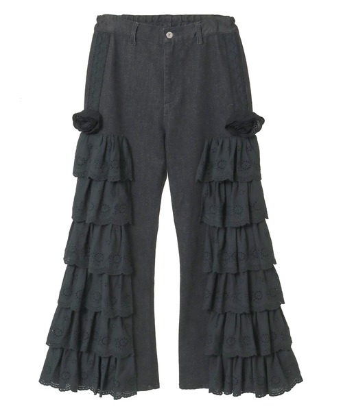 Candy Stripper（キャンディストリッパー）の「LACY ROSE DENIM パンツ（デニムパンツ・レディース・ブラック/ライトインディゴブルー/オフホワイト・FREE）」の19枚目の写真