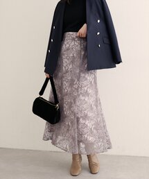 natural couture(ナチュラルクチュール)の【WEB限定】〈osono〉長さ変えられるチュール刺繍レーススカート(スカート)