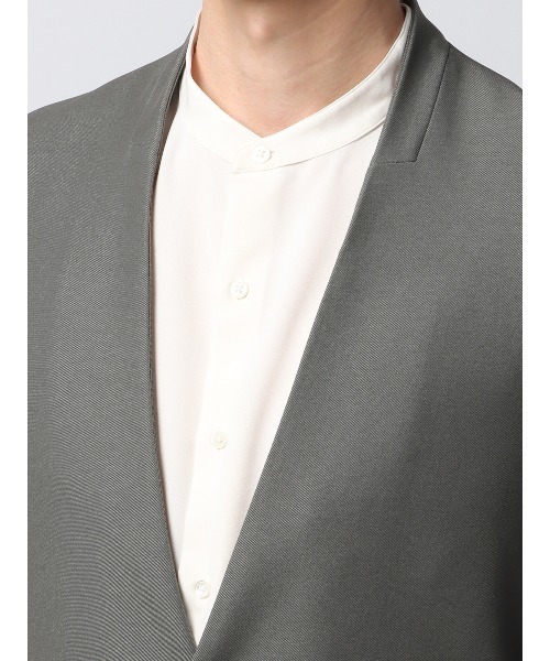 SUIT SQUARE（スーツスクエア）の「スマみえジャケット ノーカラー ウォッシャブル ストレッチ 防シワ CROSS MOVA（テーラードジャケット・メンズ・グレー系・LL/L/M/S）」の6枚目の写真