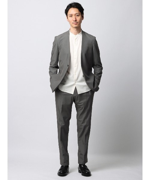 SUIT SQUARE（スーツスクエア）の「スマみえジャケット ノーカラー ウォッシャブル ストレッチ 防シワ CROSS MOVA（テーラードジャケット・メンズ・グレー系・LL/L/M/S）」の10枚目の写真