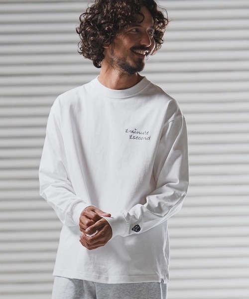 1minute 1second(ワンミニットワンセカンド)の「mlt5440-9oz USA cotton long sleeve cut&sewn with cursive embroidery ロングスリーブTシャツ(1M25F340)(Tシャツ/カットソー・メンズ・ホワイト/ホワイト×レッド/ブラック・S/M/L/XL)」の9枚目の写真