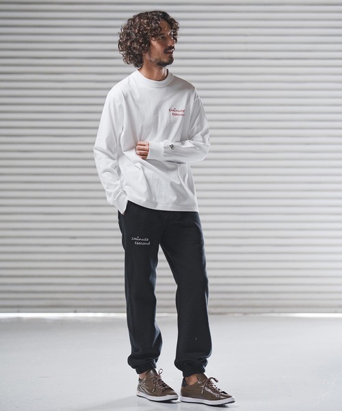 1minute 1second(ワンミニットワンセカンド)の「mlt5440-9oz USA cotton long sleeve cut&sewn with cursive embroidery ロングスリーブTシャツ(1M25F340)(Tシャツ/カットソー・メンズ・ホワイト/ホワイト×レッド/ブラック・S/M/L/XL)」の15枚目の写真