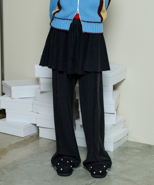 MAISON SPECIAL(メゾンスペシャル)の「Flared Skirt Layered Sweatpants / フレアスカートレイヤースウェットパンツ(スウェットパンツ・レディース・グレー/チャコールグレー/ホワイト・38/36)」の7枚目の写真
