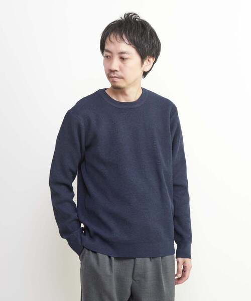 MEN'S MELROSE(メンズメルローズ)の「ラムウールライクプレーティングクルーネックニット(ニット/セーター・メンズ・グレー/アイボリー/レッド/ネイビー/ブラウン・2/3/4)」の5枚目の写真