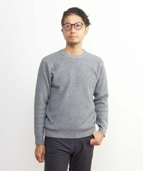 MEN'S MELROSE(メンズメルローズ)の「ラムウールライクプレーティングクルーネックニット(ニット/セーター・メンズ・グレー/アイボリー/レッド/ネイビー/ブラウン・2/3/4)」の3枚目の写真
