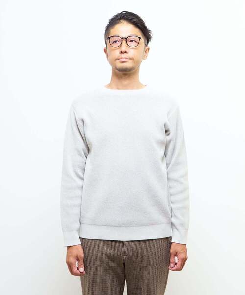 MEN'S MELROSE(メンズメルローズ)の「ラムウールライクプレーティングクルーネックニット(ニット/セーター・メンズ・グレー/アイボリー/レッド/ネイビー/ブラウン・2/3/4)」の6枚目の写真