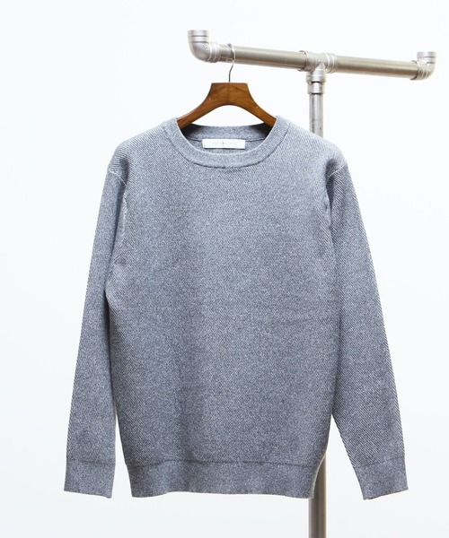 MEN'S MELROSE(メンズメルローズ)の「ラムウールライクプレーティングクルーネックニット(ニット/セーター・メンズ・グレー/アイボリー/レッド/ネイビー/ブラウン・2/3/4)」の14枚目の写真