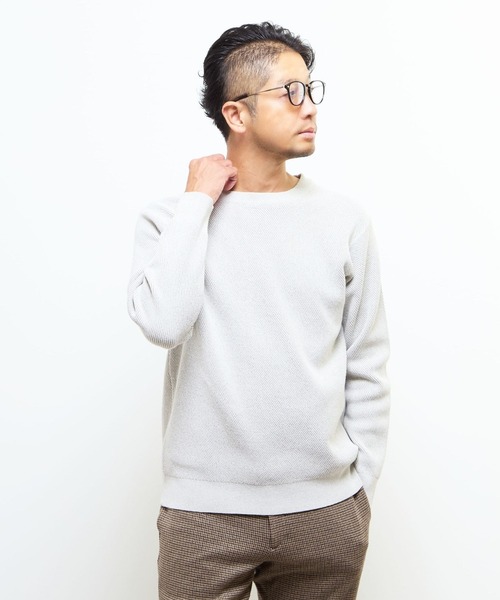 MEN'S MELROSE(メンズメルローズ)の「ラムウールライクプレーティングクルーネックニット(ニット/セーター・メンズ・グレー/アイボリー/レッド/ネイビー/ブラウン・2/3/4)」の19枚目の写真