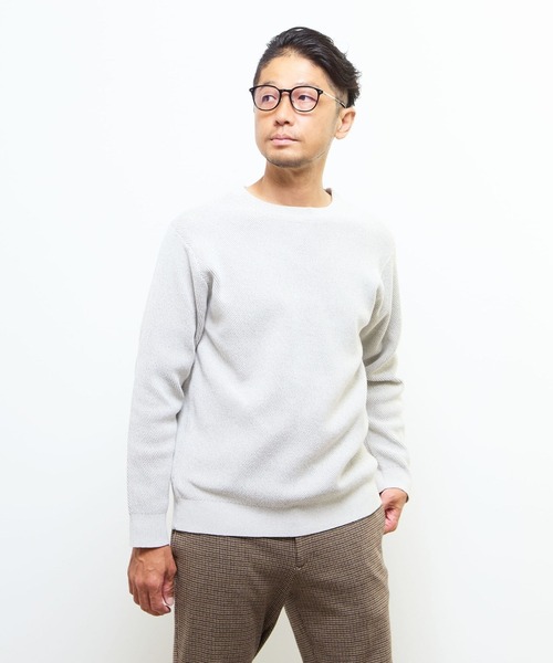 MEN'S MELROSE(メンズメルローズ)の「ラムウールライクプレーティングクルーネックニット(ニット/セーター・メンズ・グレー/アイボリー/レッド/ネイビー/ブラウン・2/3/4)」の20枚目の写真