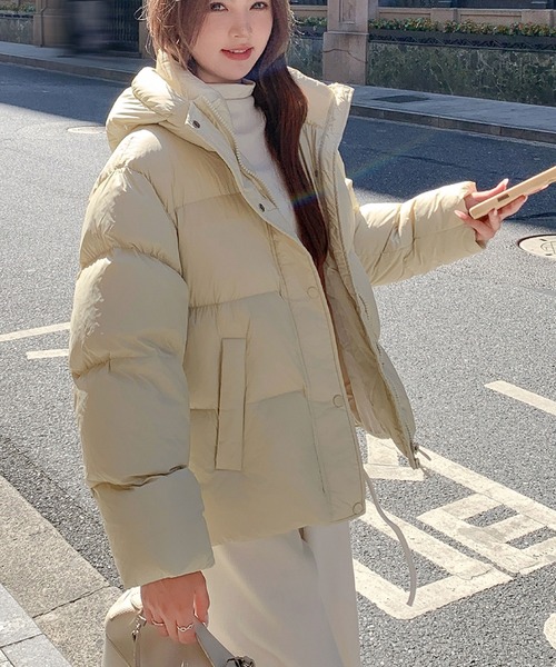 2ly2(トゥーリートゥー)の「ふんわり暖かい♪中綿ジャケット(その他アウター・レディース・パープル/ベージュ/アイボリー/ブラック・FREE)」の3枚目の写真