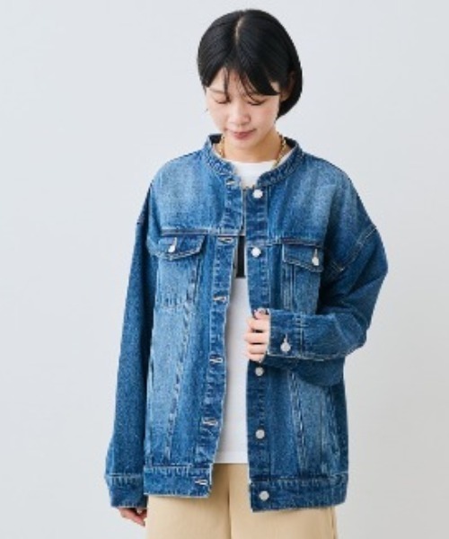IEDIT バンドカラーこなれGジャン〈ブルー〉（デニムジャケット 