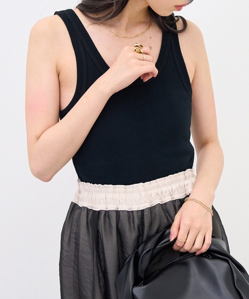 MILLER(ミラー)の「【Robert P. Miller】カップ付き リブUSタンク RM224-2040(タンクトップ・レディース・アイボリー/その他5/その他3/その他2/イエロー/ネイビー/レッド/ブラウン/グリーン/レッド系その他2/ブルー/その他4/その他6/ブラック/ライトグレー/マルチ・FREE)」の3枚目の写真