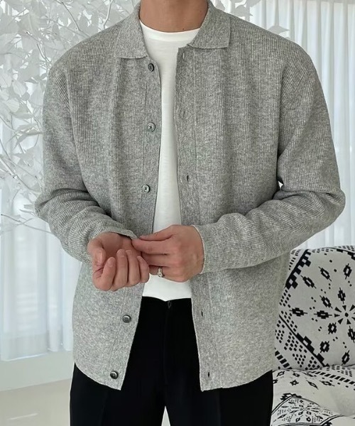 SHEPP（シープ）の「ルーズフィット襟付きリブカーディガン（カーディガン/ボレロ・メンズ・グリーン/ブラック/ブラウン/ネイビー/グレー・L/M）」の12枚目の写真