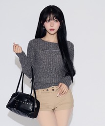 tinkerend | Open-Zip Short Knit / オープンジップショートニット(ニット/セーター)