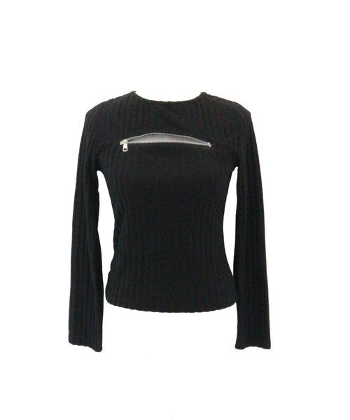 tinkerend(ティンカーエンド)の「Open-Zip Short Knit / オープンジップショートニット(ニット/セーター・レディース・グレー/ブラック・FREE)」の21枚目の写真