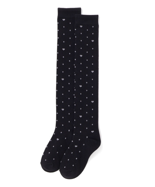 BeBe（ベベ）の「ハートドットニーハイソックス(15~24cm)（ソックス/靴下・キッズ・レッド系その他2/ブラック系その他・17.0cm/21.0cm/19.0cm/24.0cm）」の2枚目の写真