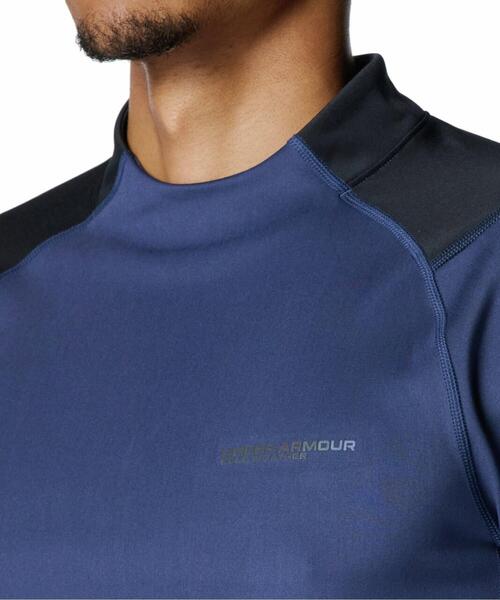UNDER ARMOUR(アンダーアーマー)の「UAコールドウェザー プロ ロングスリーブ モックネック シャツ(トレーニング/メンズ)(Tシャツ/カットソー・メンズ・ネイビー×ホワイト・M/S/L/2XL/XL)」の4枚目の写真