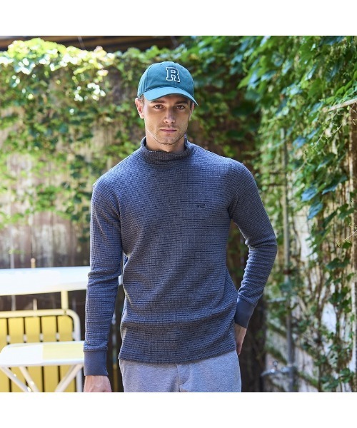 ROSASEN(ロサーセン)の「【Rosasen/GOLF】微起毛 ワッフル ハイネックインナー(その他トップス・メンズ・ネイビー/チャコール/オフホワイト・L/XL/M)」の2枚目の写真
